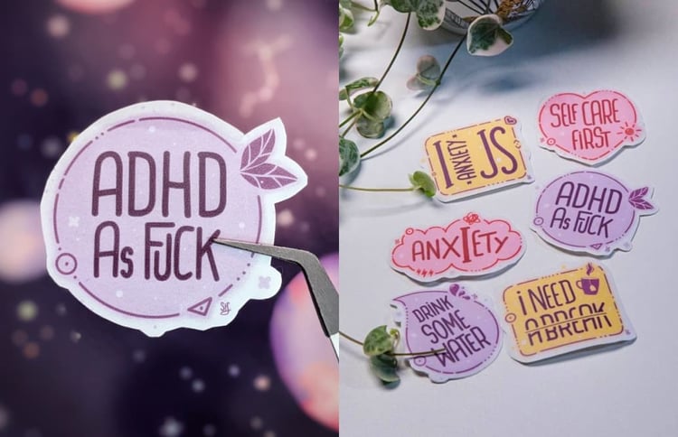 ADHD as fuck purple sticker
