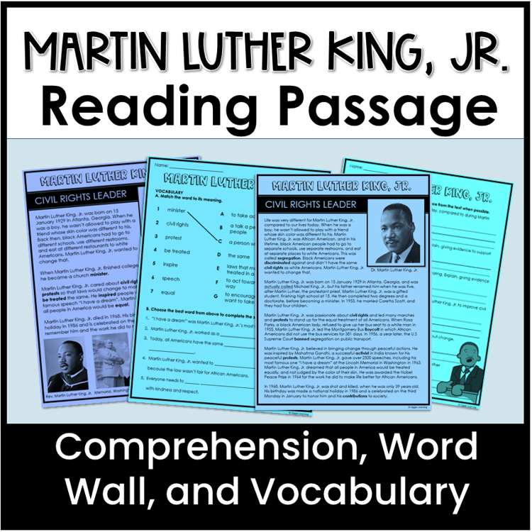 A differentiated reading passage about Martin Luther King, Jr.