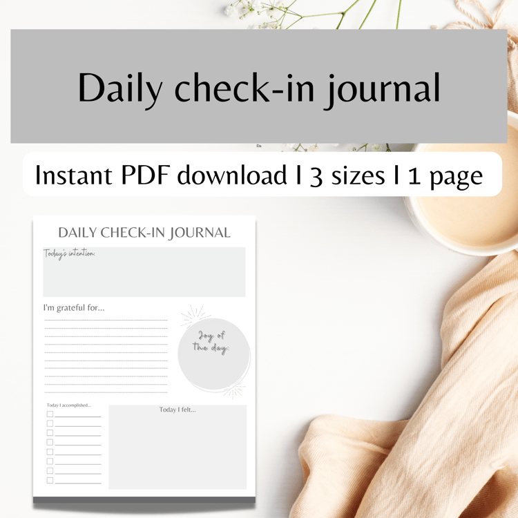 Daily check in journal from Selfcare Karen