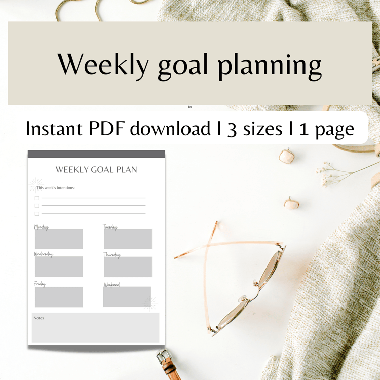 Weekly goal planner from Selfcare Karen