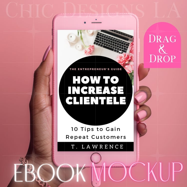 Pink Cell Phone Mockup Featuring Woman's Hand with Pink Manicured Nails | Canva Drag & Drop Mockup Template