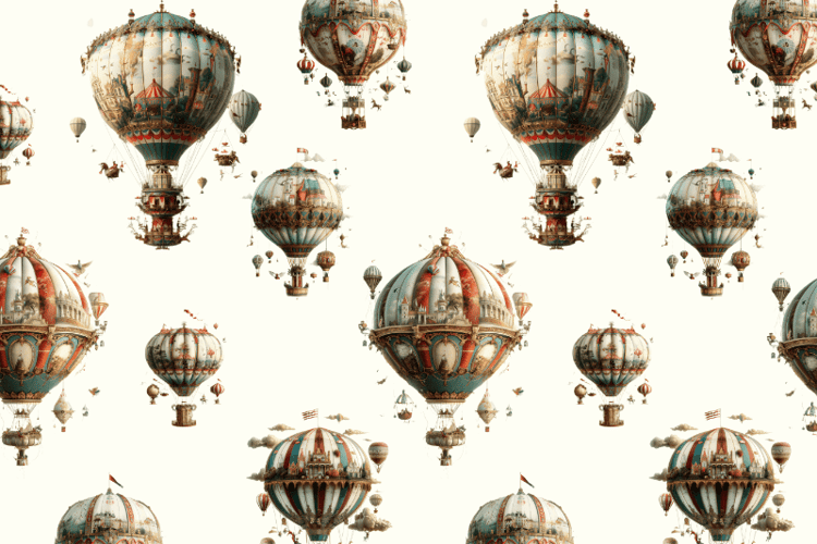 Vintage Hot Air Balloon Illustration Pattern