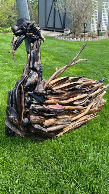 driftwood swan, sculpture