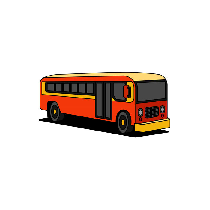 Red Yellow Bus Minimal Vector Illustration Isolated On White Background