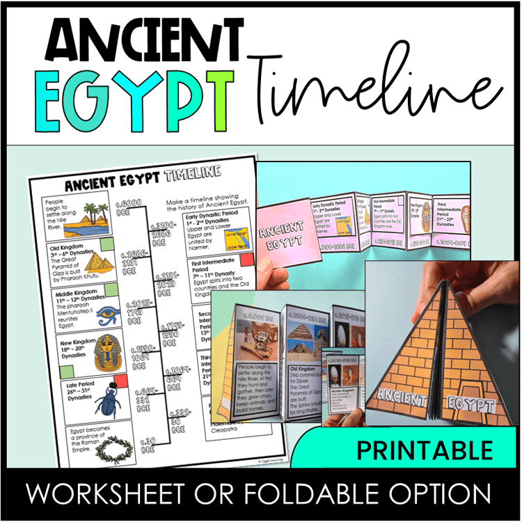 Ancient Egypt timelines with a worksheet or foldable option.