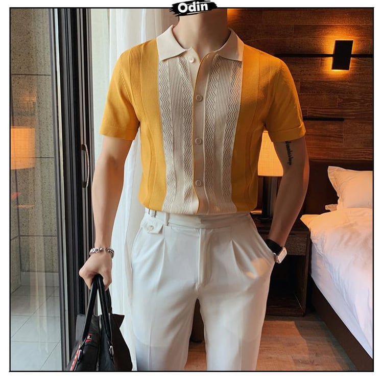 Korean Polo Shirt, High-Quality Woven Silk