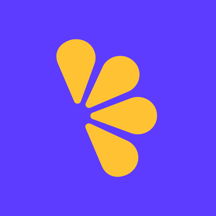 Lemon Squeezy logo which is a lemon slice without the lemon peel and the background is a bold purple.