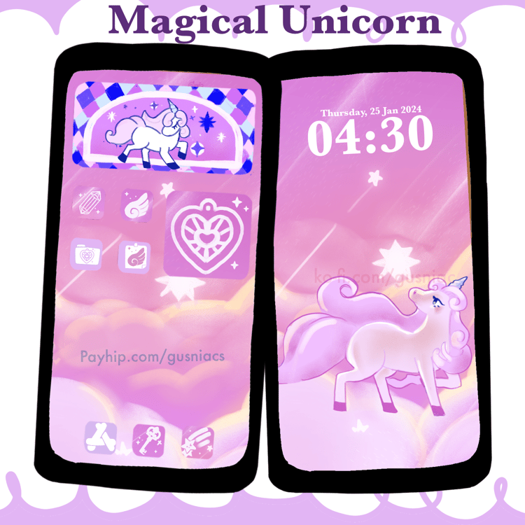 Celestial Magical Unicorn Icon Pack | Home screen customization set for iPhone Android