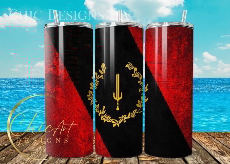 Black American Heritage Rustic flag 20 oz, Png Tumbler Wrap in Black Red, & Metallic Gold