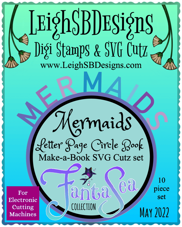 LeighSBDesigns MERMAIDS  Letter Page Circle Book - Make-a-Book SVG Cutz
