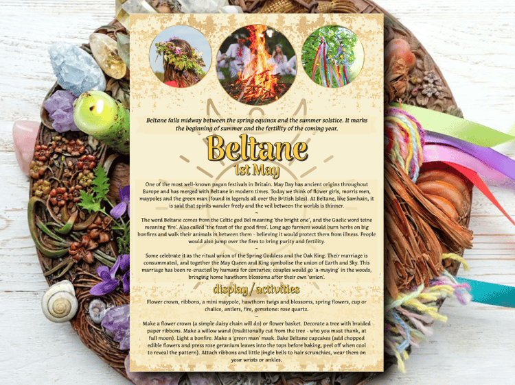BELTANE festival poster | history & activities | May Day | Wheel Of The Year