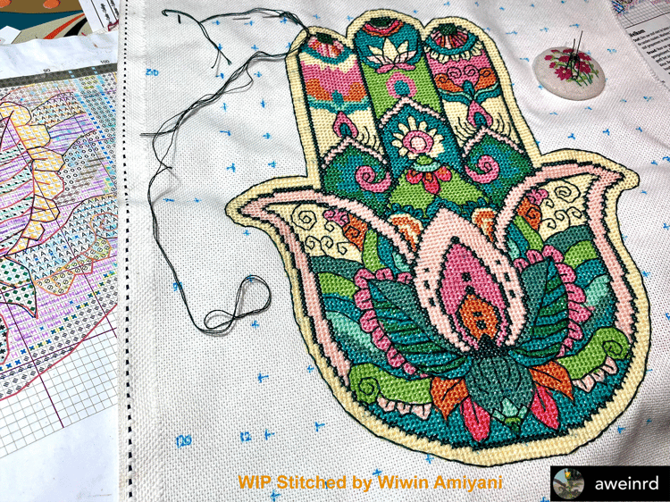 WIP Hamsa Pattern by Java Cross Stitch