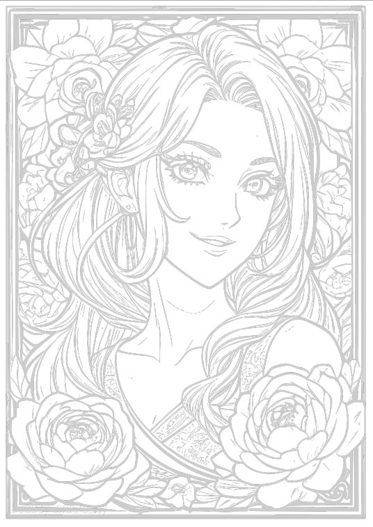 A4 An Miner Beauty & Peony sketch and coloring book for adults Design 01