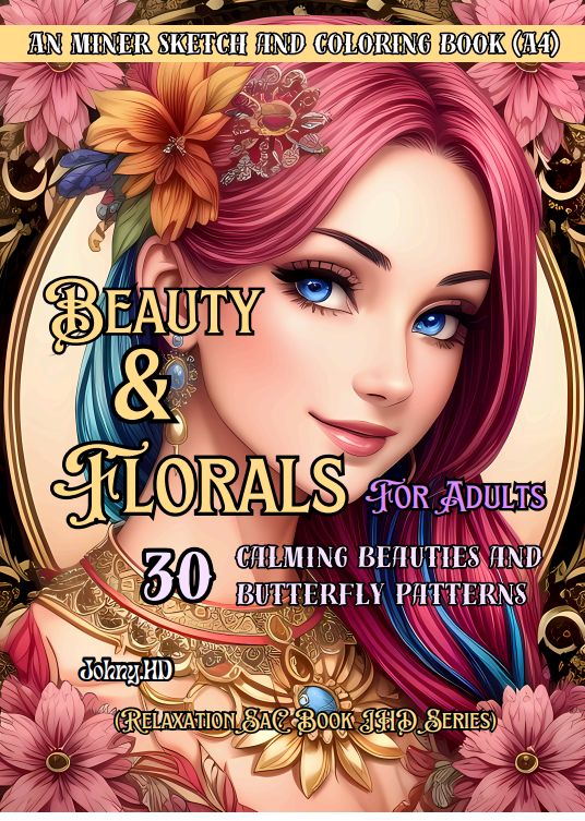 A4 An Miner Beauty & Florals sketch and coloring book for adults Cover