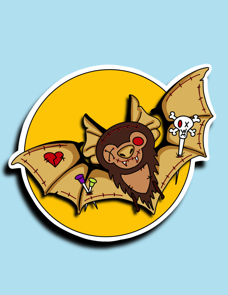 Vernon the ZooDoo Vampire Bat water resistant vinyl sticker