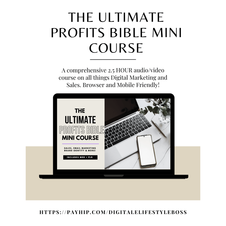 The Ultimate Profits Bible Mini Course - MRR Course + PLR | Master Resell Rights | Instagram for Business Owners | Digital Marketing DFY