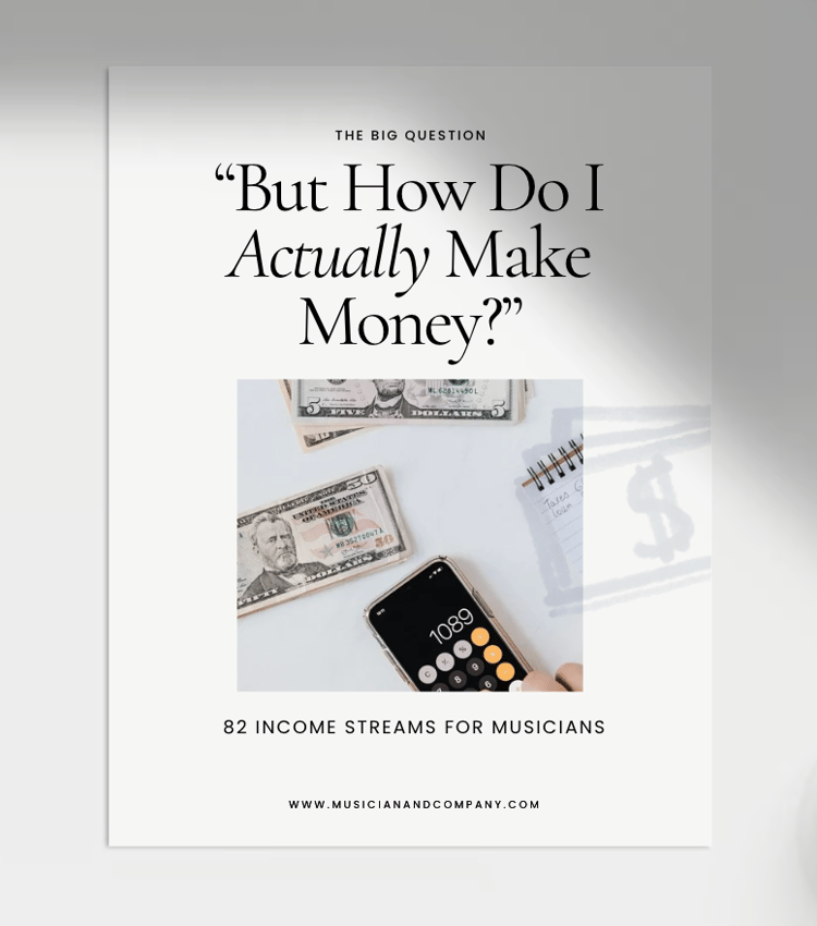 How to make money as a musician - 82 income stream ideas | Bonus in The Musicpreneur Model for self-employed musicians and music freelancers by Ashley Danyew & Steve Danyew