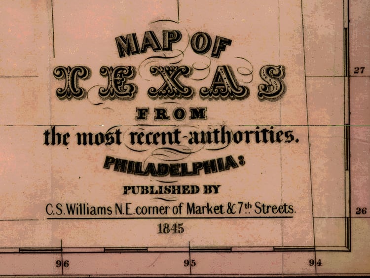 Map of Texas from the Most Recent Authorities 1845
