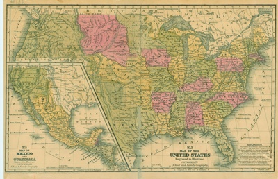 Map of the United States and Mexico and Guatemala 1839