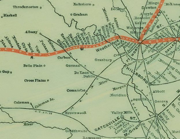 Map of Texas and Pacific Railway Connections 1897