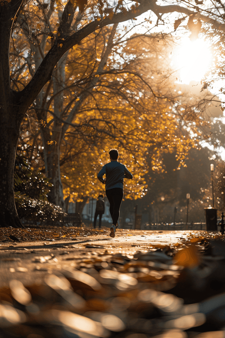 someone jogging in a park