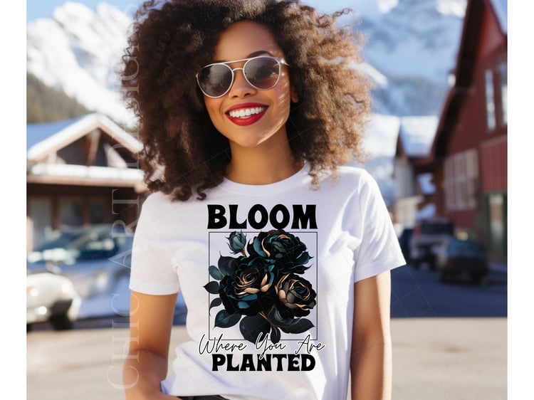 Black Rose Bloom Where You Are Planted Transparent PNG Desig