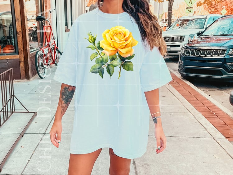 Yellow Transparent PNG  rose on white tshirt