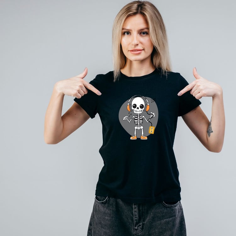 music, skeleton, derrochasvip, walkman, retro, halloween