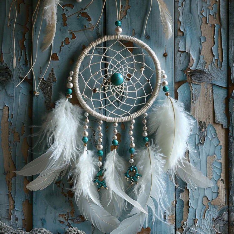 In shabby chic designs, dream catcher images contribute an element of whimsical elegance. The delicate lace-like patterns and vintage-inspired elements of the dream catchers blend seamlessly with the distressed wood, soft pastels, and antique accents typi