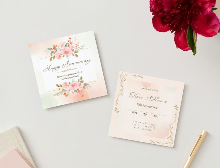 Soft Pink Floral Watercolor Special Occasions Bundle - 10 Editable Canva Templates for Weddings, Engagements, and More.Mock invitation