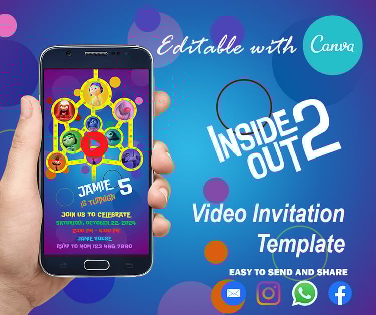 inside out 2, video invitation, intensamente 2, invitacion de cumpleaños intensamente 2, birthday inside out 2,