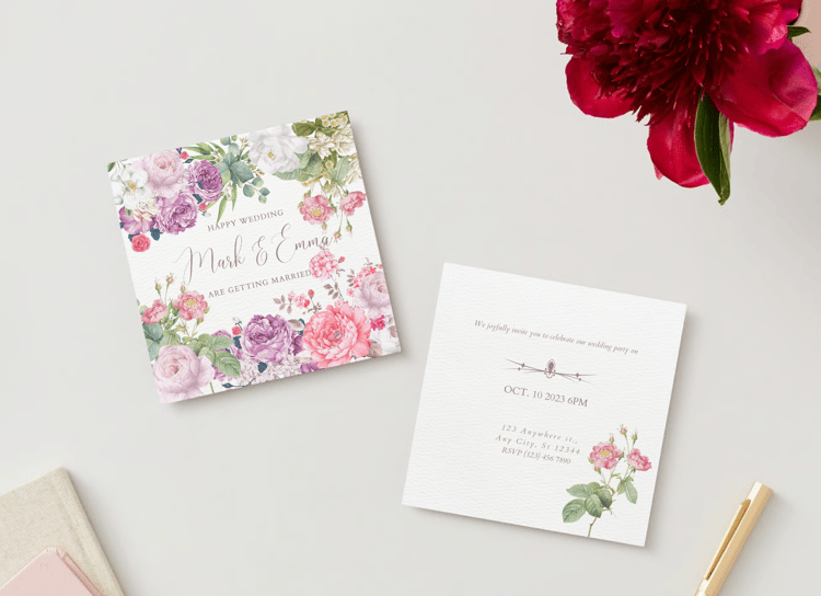 Lush Floral Special Occasions Bundle - 10 Editable Canva Templates for Weddings, Engagements, and More. Mock invitation