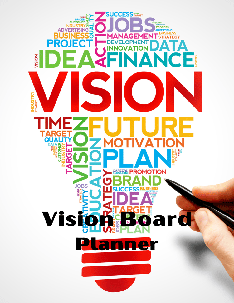 Vision Board Journal Planner: Achieve Your Dreams, Daily Schedule, Digital Printable, eBook