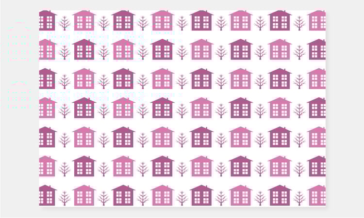 Seamless pattern Houses and trees