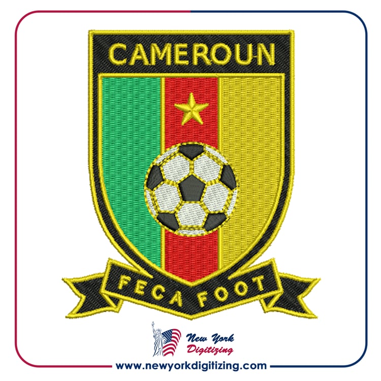 Cameroon Football Team Logo Embroidery Design by New York Digitizing
