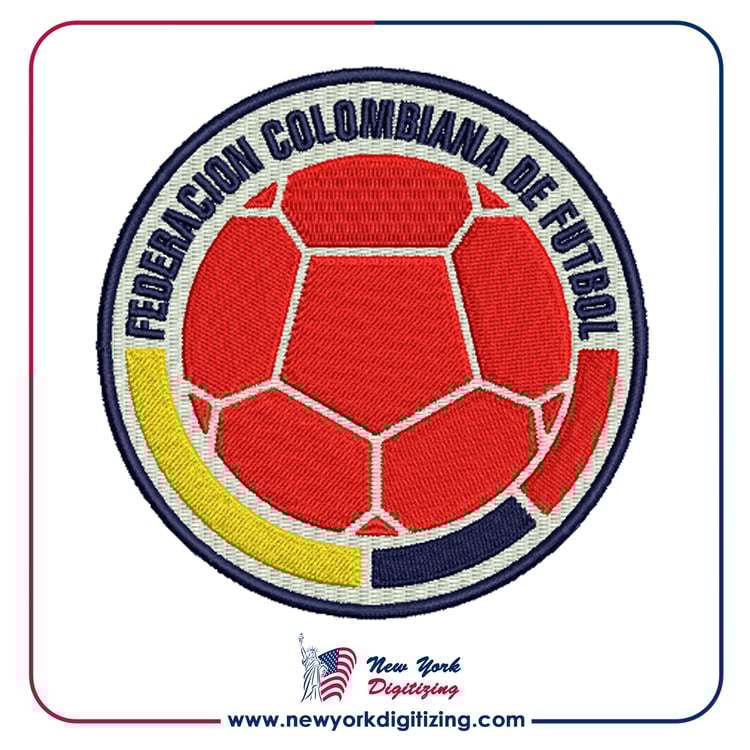 Colombia Football Team Logo Embroidery Design by New York Digitizing