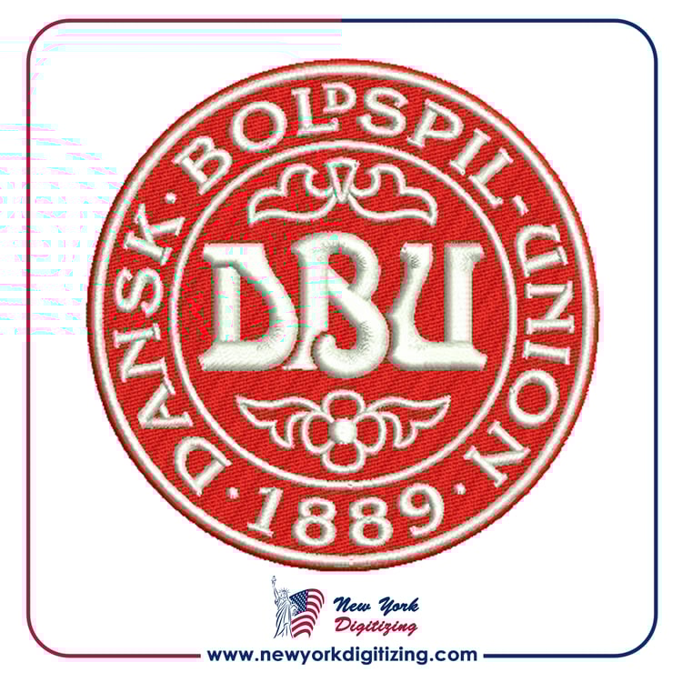 Denmark Football Team Logo Embroidery Design by New York Digitizing