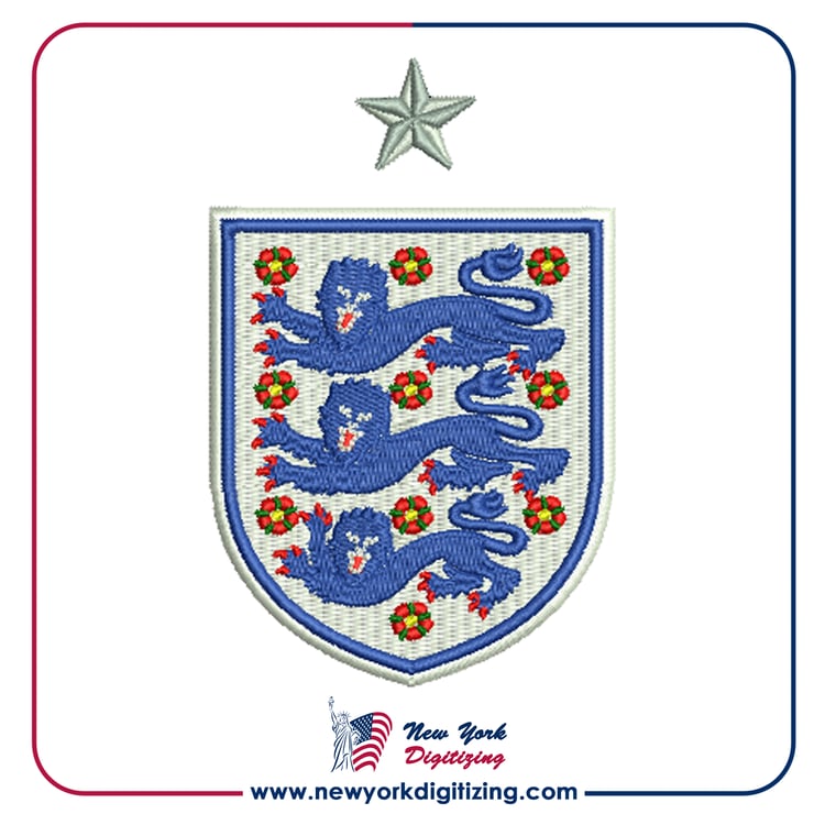England Football Team Logo Embroidery Design by New York Digitizing