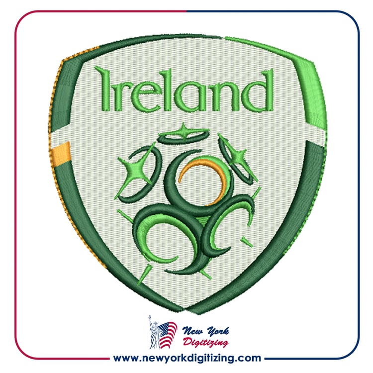 Ireland Football Team Logo Embroidery Design by New York Digitizing