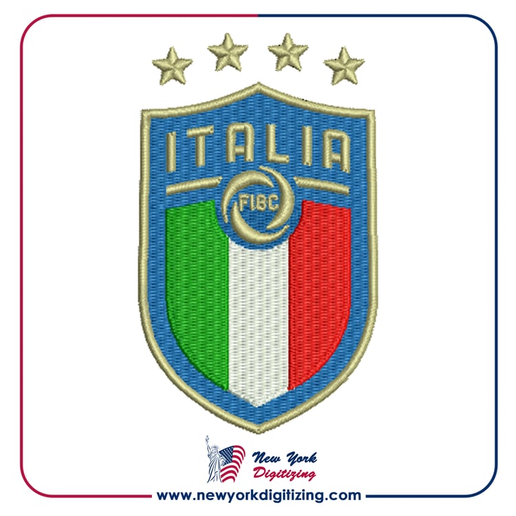 Italy Football Team Logo Embroidery Design by New York Digitizing