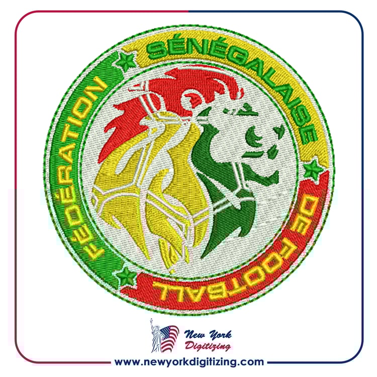Senegal Football Team Logo Embroidery Design by New York Digitizing