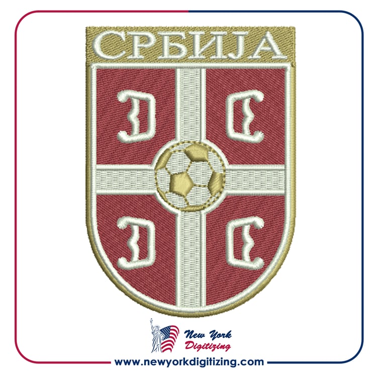 Serbia Football Team Logo Embroidery Design by New York Digitizing