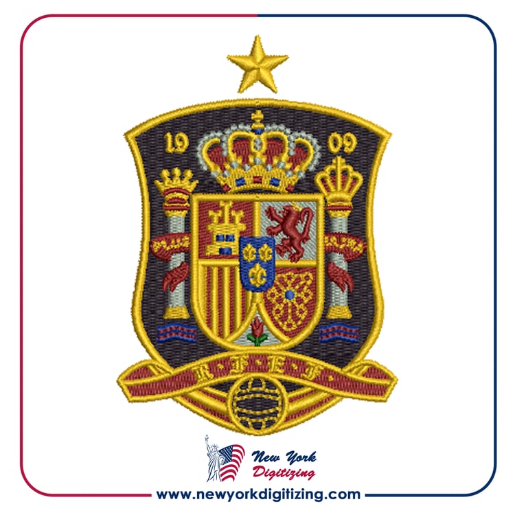 Spain Football Team Logo Embroidery Design by New York Digitizing