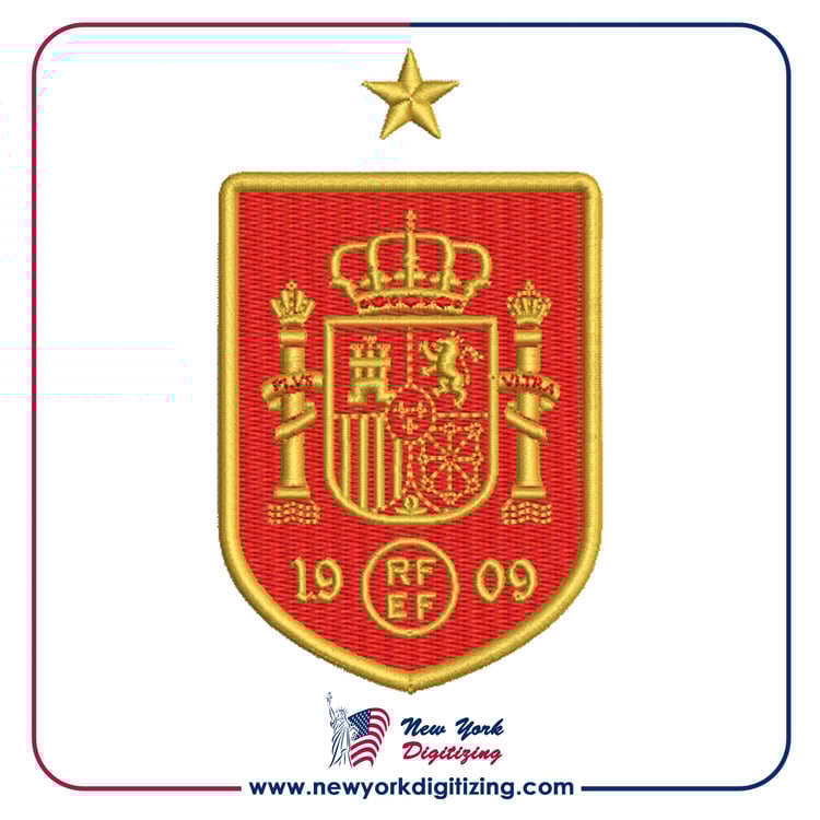 Spain Football Team Logo Embroidery Design by New York Digitizing