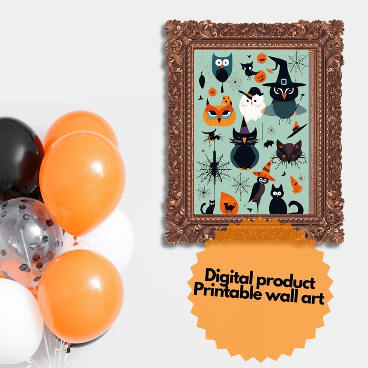 Printable wallart for Halloween party. Wallpaper for cellphones, card invitation