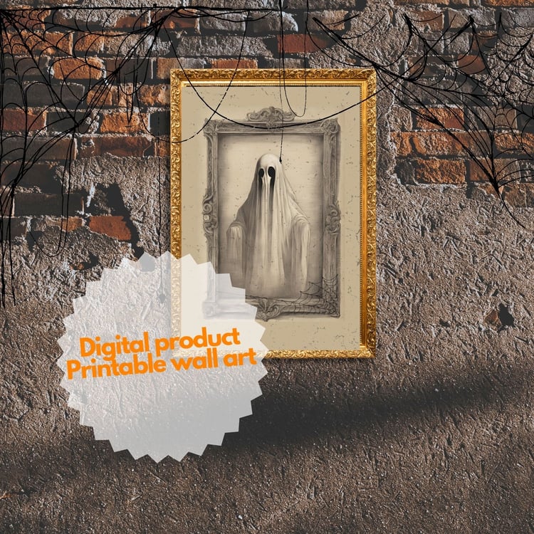Vintage halloween ghost. Scary poster for party decoration in october 31