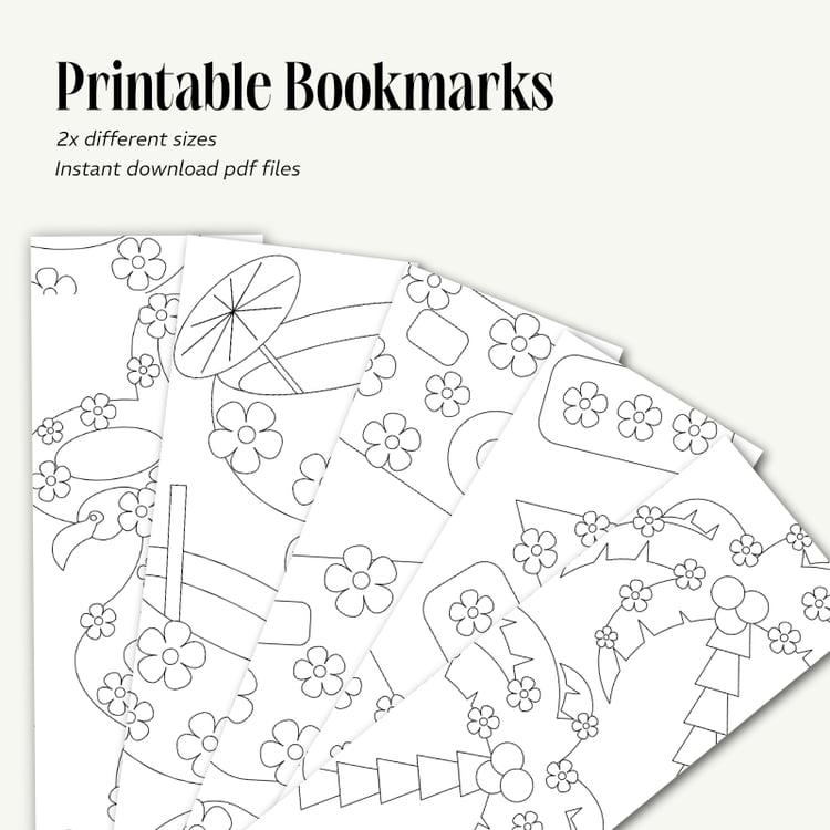 5 Cute Floral Summer Printable Bookmarks to Color | cute summer printable bookmarks | Summer coloring  bookmarksb