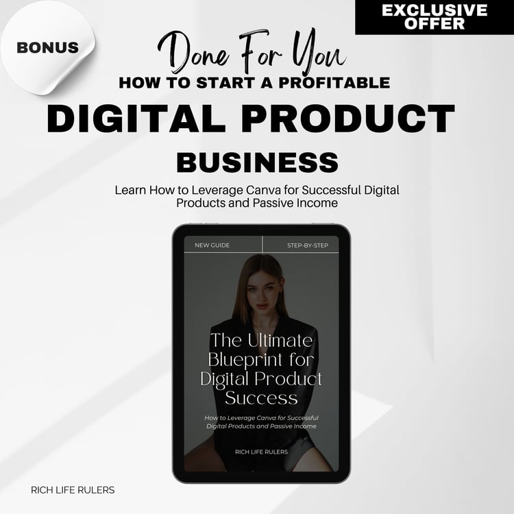 Unlock your potential with “The Ultimate Blueprint for Digital Product Success: Design, Sell, and Thrive with Canva.” Whether youre an aspiring entrepreneur or a seasoned creator, this comprehensive guide will empower you to design, market, and sell digi