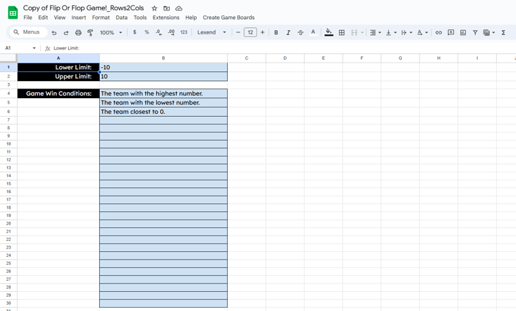 Setup Sheet