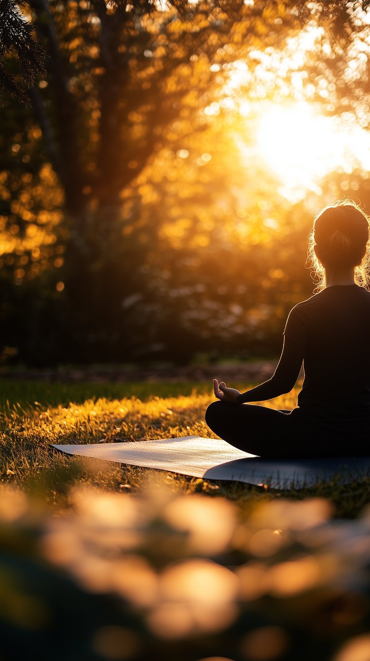 a person meditating on a yoga mat